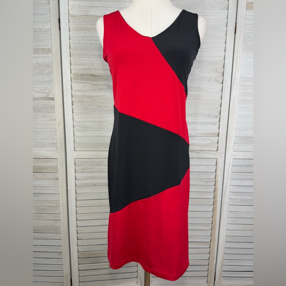CALIFORNIA CONCEPTS Vintage 90's Sleeveless Colorblock Dress Red & Black-Small